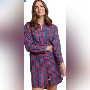 Plaid Button-Up Shirt Dress